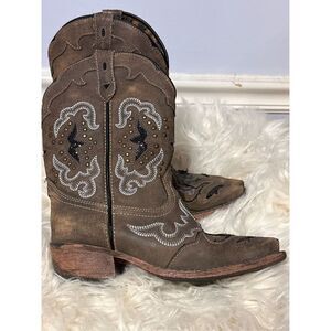 LAREDO BROWN SANDED KID'S WESTERN BOOT-LC2232 1M Good Condition some scuffs and